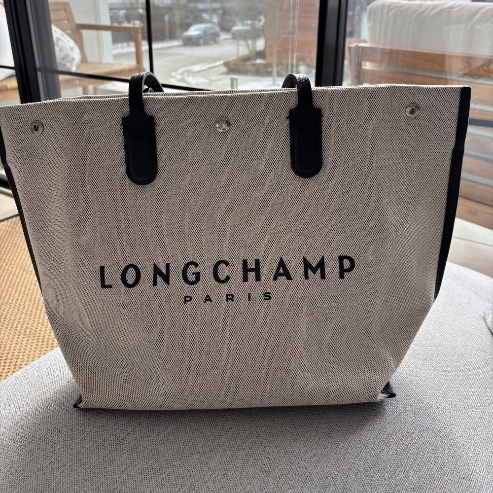 LONGCHAMP Essential L Tote Bag - Ecru Canvas